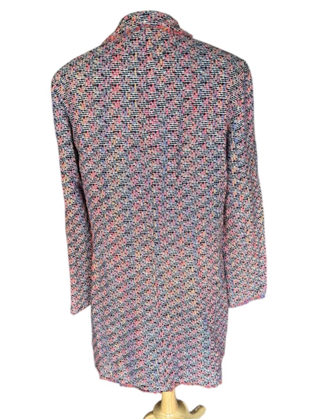 Vintage Doncaster 100% Silk Tweed Multicolor Longline Blazer Topper Lined, 14 - Picture 3 of 9